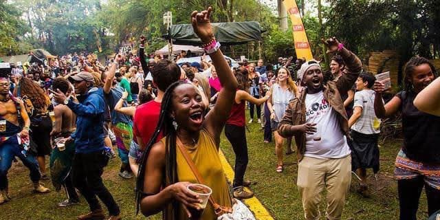 Crowd gathered at an African cultural event
